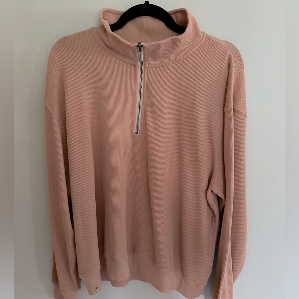 tentree Blush Pink Half-Zip Waffle Pullover